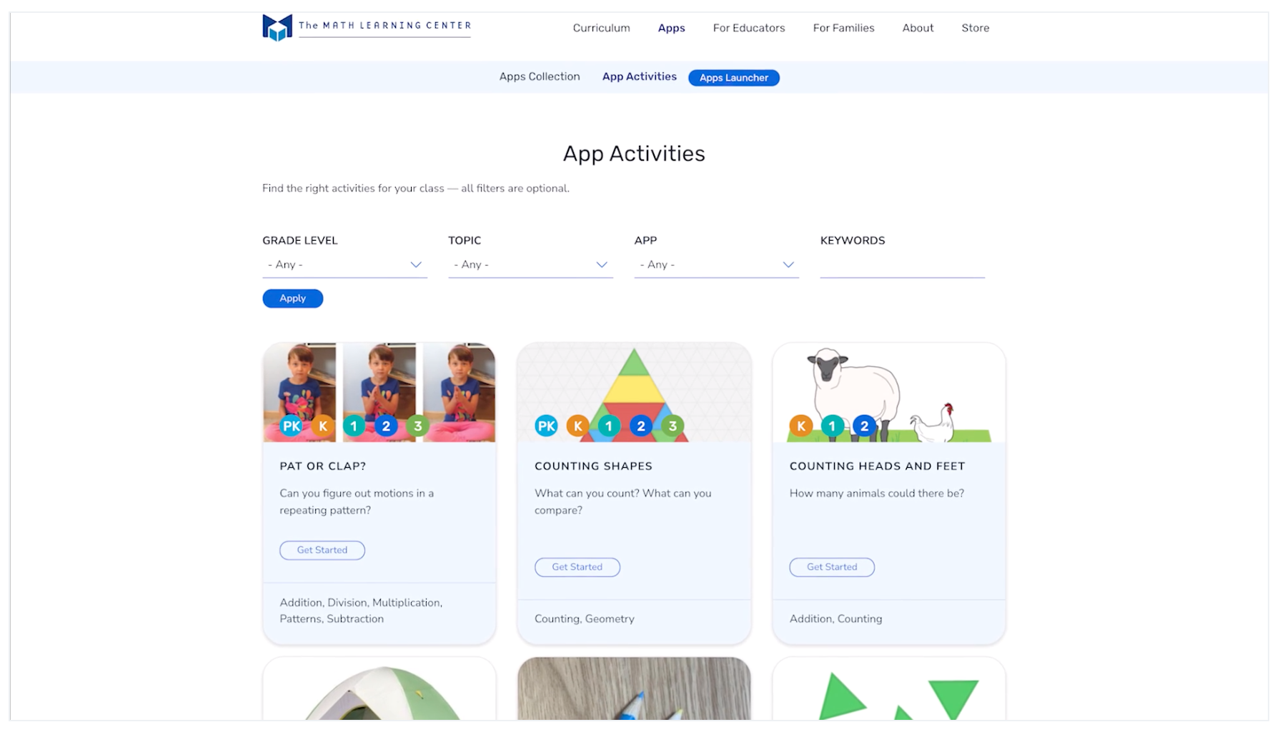 App Activities Page