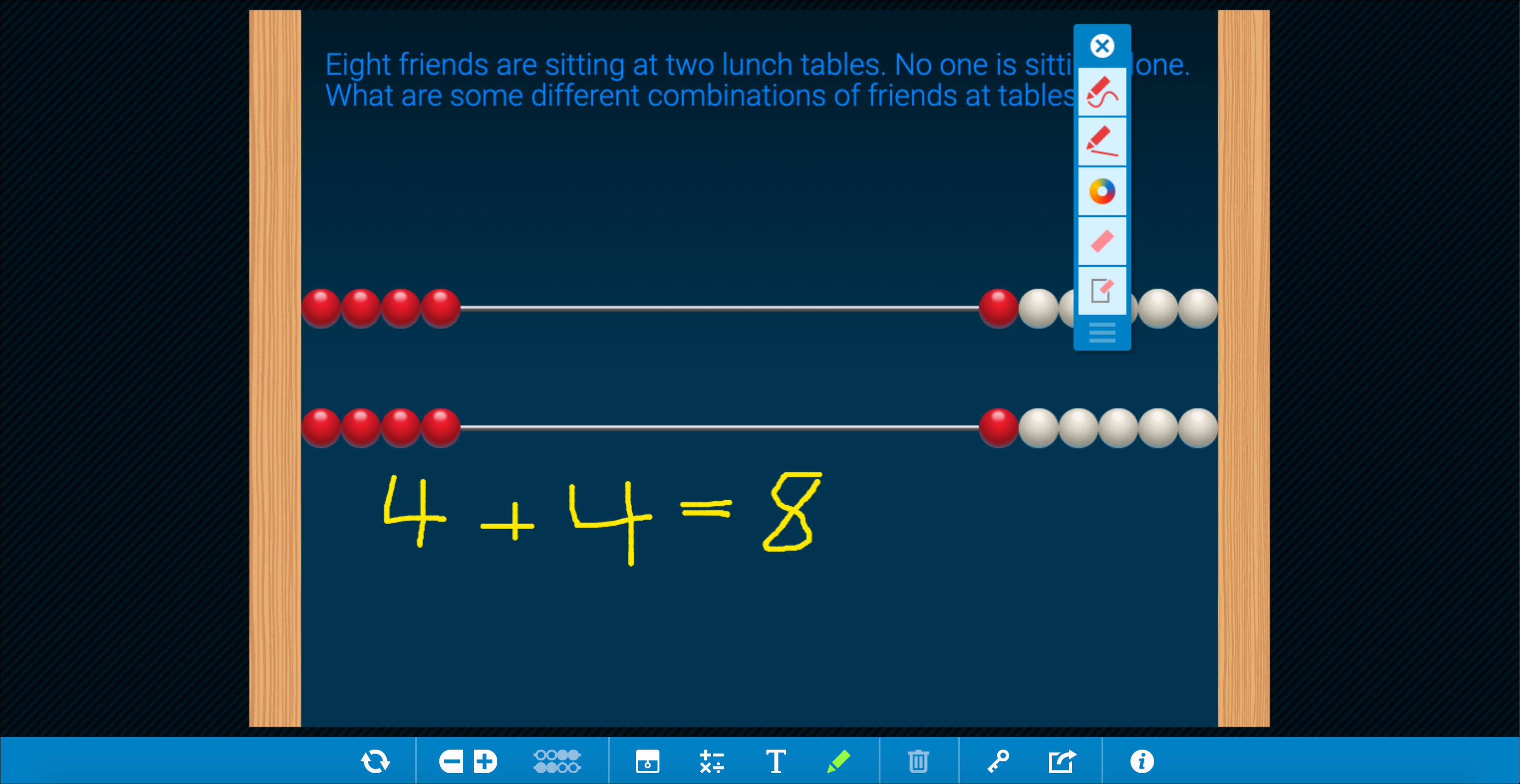 The Number Rack app solving the Lunchtime app activity